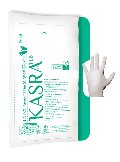 دستکش جراحی لاتکس طبیعی بدون پودر سایز 6.5 کسری طب